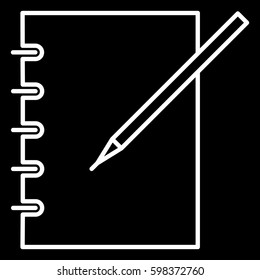 icon notebook and pen white contour of vector illustration