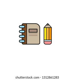 icon notebook and pencil color