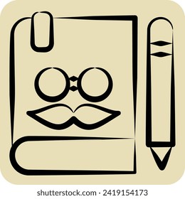 Icon Notebook. related to Hipster symbol. hand drawn style. simple design editable. simple illustration