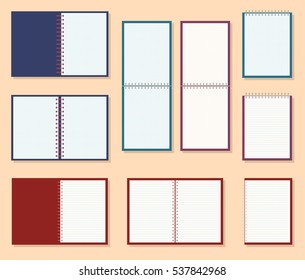 Icon of a Notebook with spring, vector illustration. Set in flat style.