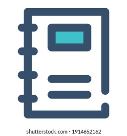 icon notebook for study  using filled line style and blue color