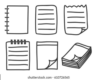 icon notebook thin line hand drawn vector set art illustration