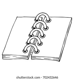 Icon notepad. Notebook on a spiral. Sheets with a folder. Vector illustration.