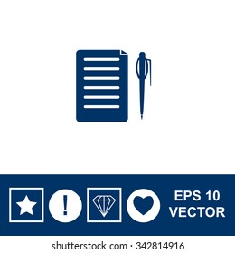 Icon of notes with a pen.