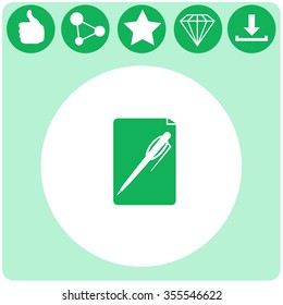 Icon of notes with a pen.