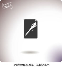 Icon of notes with a pen.