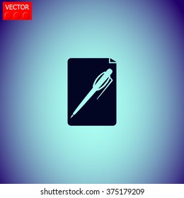 Icon of notes with a pen.