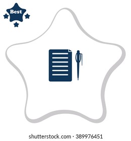 Icon of notes with a pen.