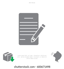 icon of notes (sheet and pen). vector illustration