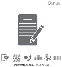 icon of notes (sheet and pen). vector illustration