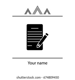 icon of notes (sheet and pen). vector illustration