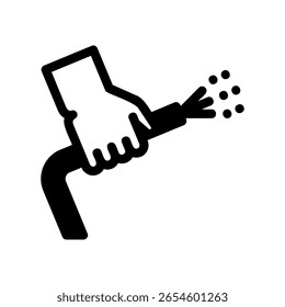 Symbol einer Düse, die Wasser sprüht, symbolisiert Waschen oder Sanieren