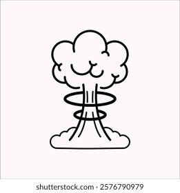 An icon of a nuclear explosion typically features a mushroom cloud, which is the distinctive shape formed by the explosion. Vector illustration design. Eps 10.