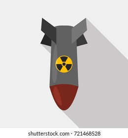 Icon of a nuclear flying nuclear bomb with a length of a shadow. vector illustration