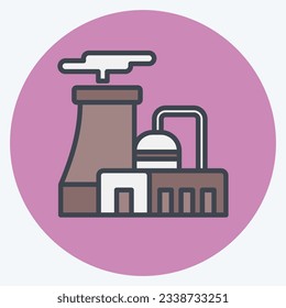 Icon Nuclear Plant. related to Nuclear symbol. color mate style. simple design editable. simple illustration