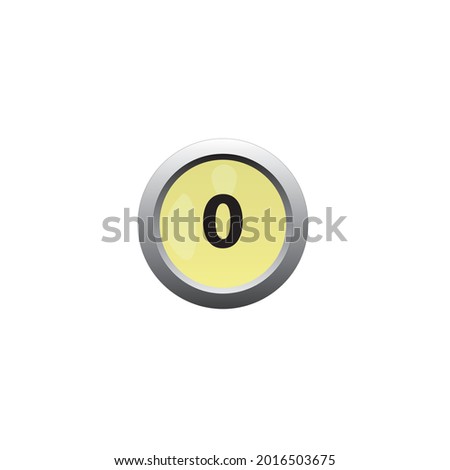 icon number 0 in circle yellow isolated on white