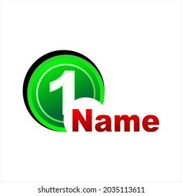 Icon number 1 clipart vector illustration of numbers and green buttons, simple and cool