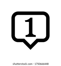 número 1 en voz burbuja negro para icono aislado en blanco