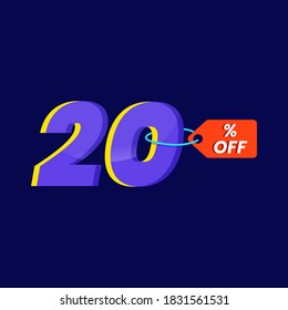 Icon number 20% off special discount or sale template