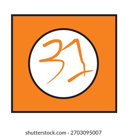 ícone número 31 com tela laranja