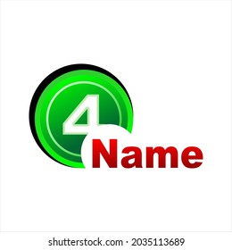 Icon number 4 clipart vector illustration of numbers and green buttons, simple and cool