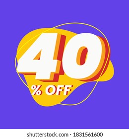 Número de icono 40% de descuento especial o plantilla de venta