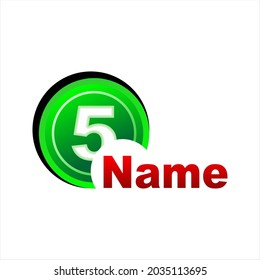 Icono número 5 ilustración del vector clipart de números y botones verdes, simple y fresco