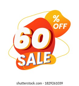 Icon number 60% off special discount or sale template