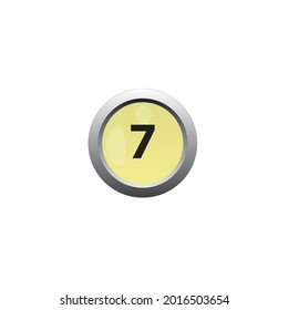 icon number 7 in circle yellow isolated on white