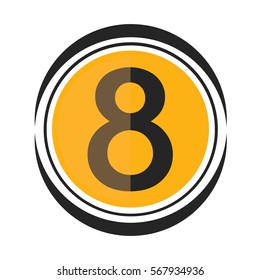 Icon Number 8, One Icon, Yellow Black Color