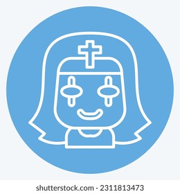 Icon Nun. related to Halloween symbol. blue eyes style. simple design editable. simple illustration