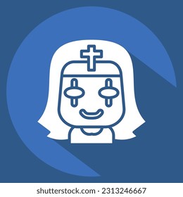 Icon Nun. related to Halloween symbol. long shadow style. simple design editable. simple illustration