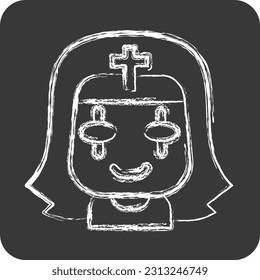 Icon Nun. related to Halloween symbol. chalk Style. simple design editable. simple illustration