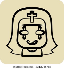 Icon Nun. related to Halloween symbol. hand drawn style. simple design editable. simple illustration