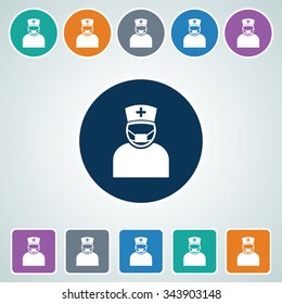 Icon of Nurse in Multi Color Circle & Square Shape. Eps-10.