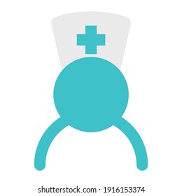 enfermera de iconos con estilo plano y color azul dominante
