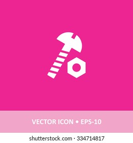 Icon of Nut Bolt on Magenta Color Background. Eps-10.