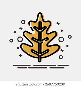 Icon oak. Plant leaves elements. Icon in MBE style.