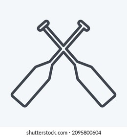 Icon Oars - Line Style - Einfache Illustration, Bearbeitbarer Strich, Design Template Vektor, Gut für Drucke, Plakate, Anzeigen, Ankündigungen, Infografiken, etc.