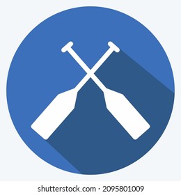 Icon Oars - Long Shadow Style - Simple illustration,Editable stroke,Design template vector, Good for prints, posters, advertisements, announcements, info graphics, etc.