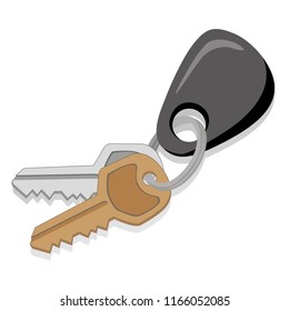 Icon, object illustration, key with key chain. keyring. Ideal for catalogs