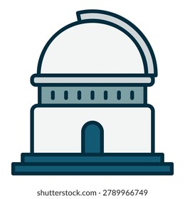 Icon of an observatory building with a round dome housing a space telescope