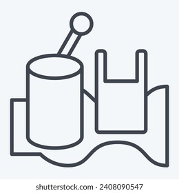 Icon Ocean. related to Plastic Pollution symbol. line style. simple design editable. simple illustration