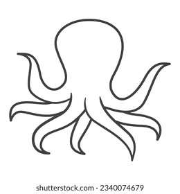 Icon octopus.Sea creatures .Sea life.Outline vector illustration.Aquatic fauna. Animal icon for zoo ad.Children book illustrating.Sea mollusk.