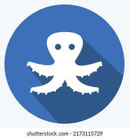 Icon Octopus. suitable for Sea symbol. long shadow style. simple design editable. design template vector. simple symbol illustration