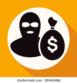 Icon offender on white circle with a long shadow