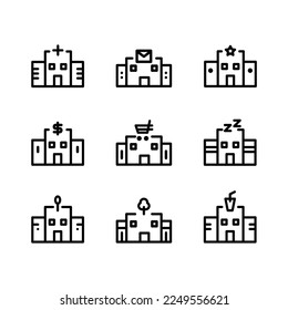 Vector de conjunto de conjunto negro de oficina de iconos