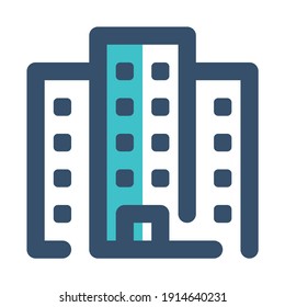 creación de oficinas de iconos con estilo de línea rellena y color azul