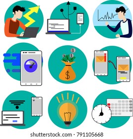 icon office business mail phone time calendars finance