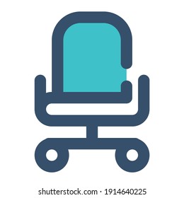 icon office chair using filled line style and blue color